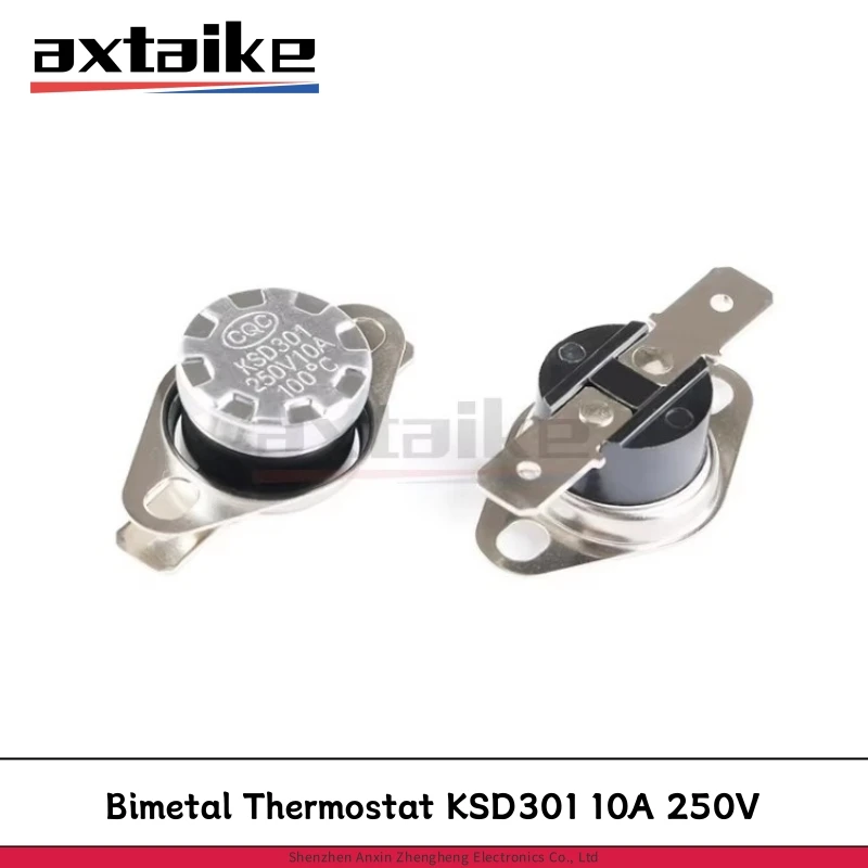 5PCS Bimetal Thermostat KSD301 10A 250V Normally Closed Temperature Switch Thermostat 40-190 Degree 50 60 70 80 130 100 125 °C