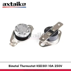 5PCS Bimetal Thermostat KSD301 10A 250V Normally Closed Temperature Switch Thermostat 40-190 Degree 50 60 70 80 130 100 125 °C