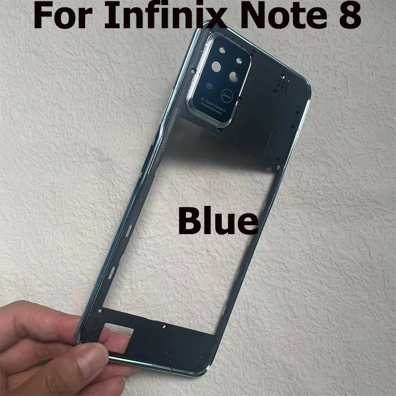 For Infinix Note 8 Middle Frame Front Bezel Faceplate Frame With Side Button Repair Spare Parts