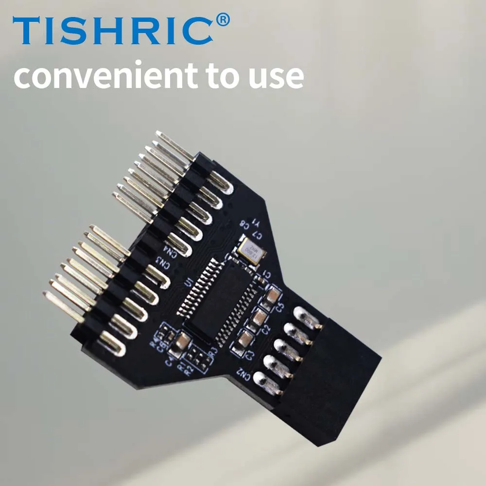 

TISHRIC USB 2.0 Dock With 9-Pin Splitter 9Pin USB Socket 1 to 2 Extension Adapter 9-Pin USB2.0 Connector for RGB Light Fans
