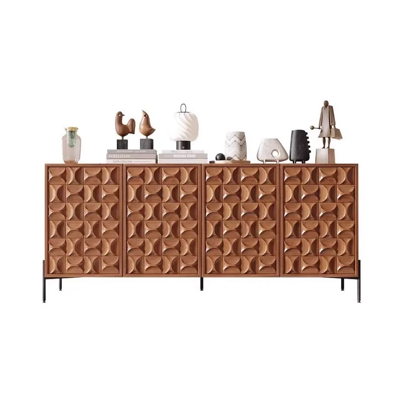 

Italian style, light luxury, solid wood, side cabinet, medieval, silent wind, carving, decoration, storage