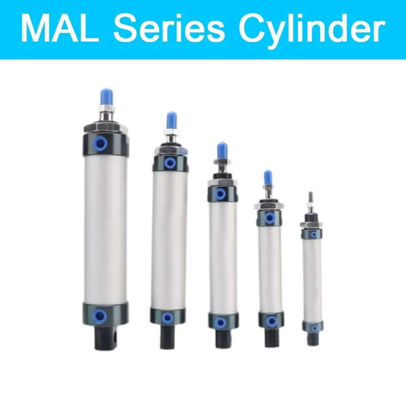 

MAL Series Mini Pneumatic Cylinder 16/20/25/32mm Bore 25/50/75/100/125/150mm Stroke Double Acting Aluminum Alloy Air Cylinder