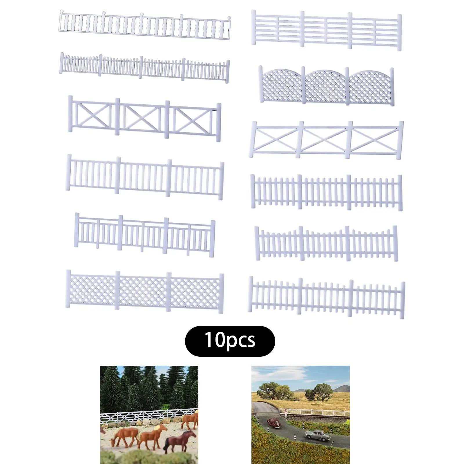 10개 미니어처 울타리 모델 철도 액세서리 1:50 미니용 디오라마 용품