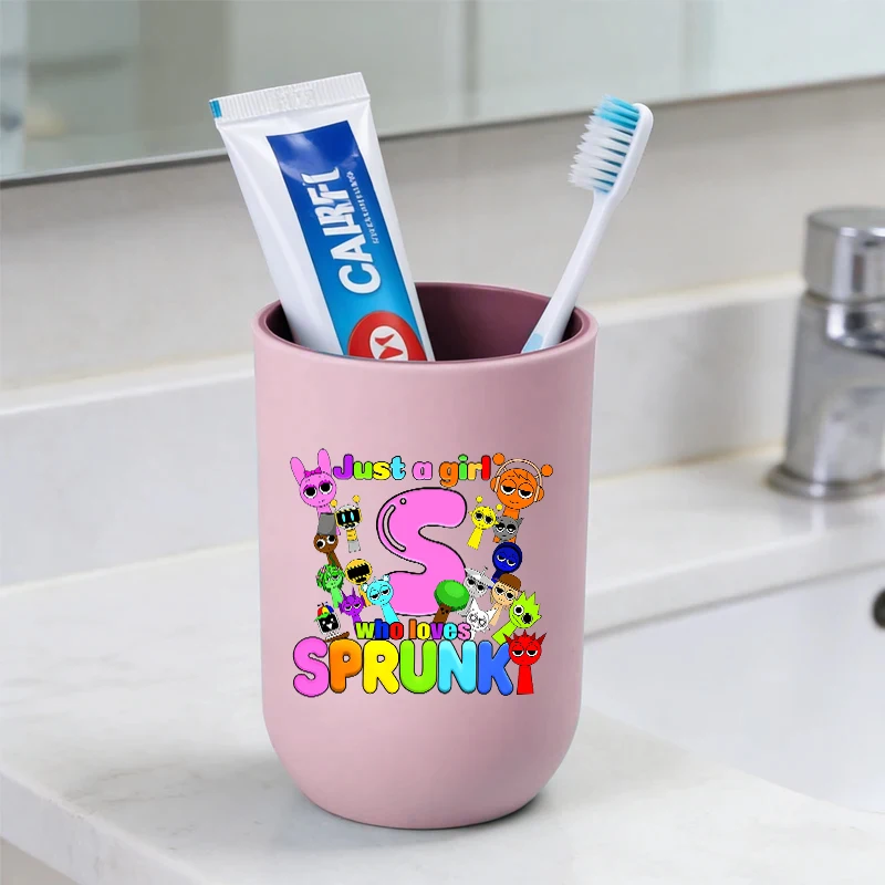 

Детская чашка для зубной щетки Game Sprunki с мультяшными буквами A-Z, для мальчиков и девочек, стакан для полоскания рта, детская кружка для воды, держатель для зубных щеток в ванную комнату ​