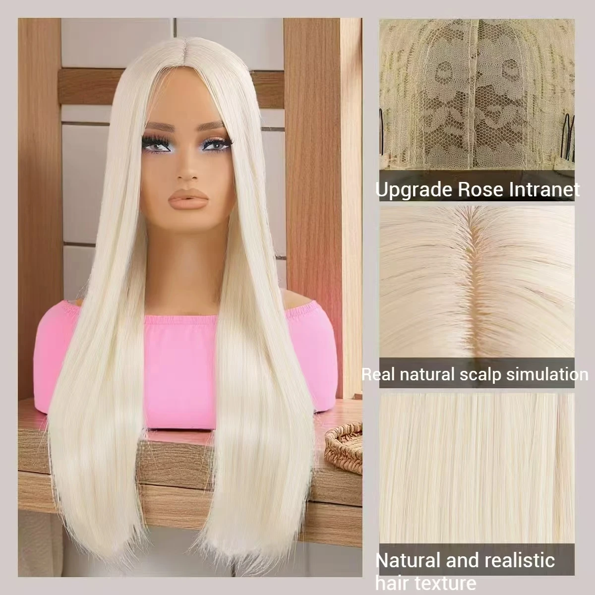 شعر مستعار طويل مستقيم للنساء ألياف مقاومة للحرارة الاصطناعية الطبقات مستقيم 613 الباروكات الملونة مع الشعر اليومي تأثيري عطلة 26"