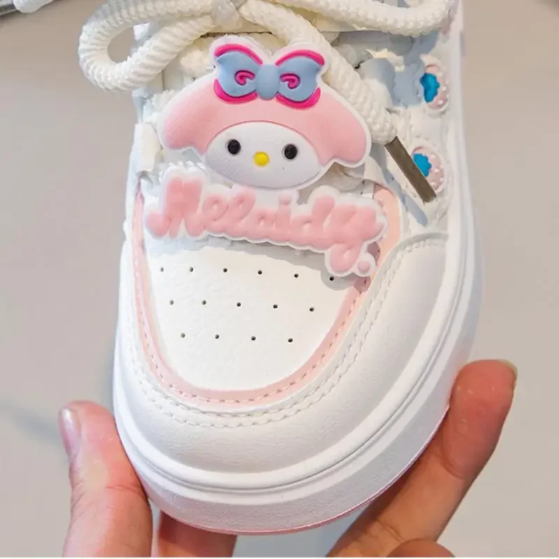 

My Melody Children's Shoes Kawaii Cartoon New Anime Sanrio Spring Autumn Casual Versatile Sports Soft Sole Princess White Shoes