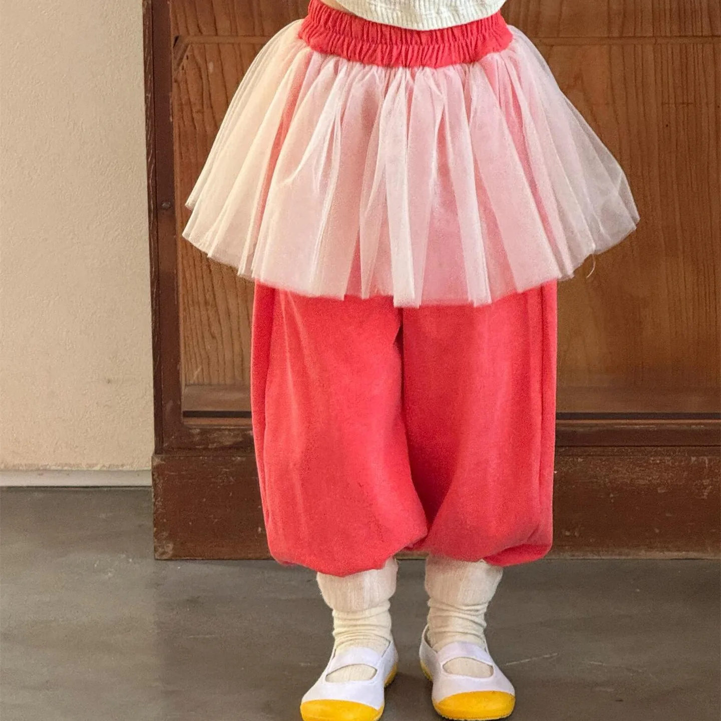 2026 Spring New Korean Children Clothing Girls Pants Bright Color Washed Fart Curtain Sport Pants Casual Retractable Pants