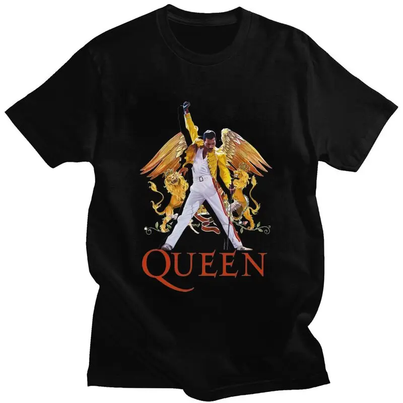 Custom Freddie Mercury Rock Roll Men T Shirt Pure Cotton Tees Heavy Metal Tshirts Short-Sleeve Casual T-shirt Gift