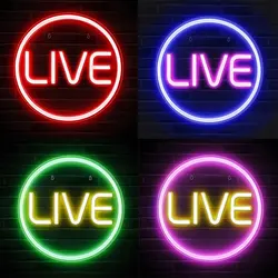 LIVE Neon Signs LED Live On Air Lights For Tiktok Youtube Gamer Cool Live Round For Studio Wall Bedroom Game Room Shop BarDecor