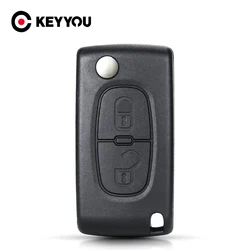 KEYYOU nuovo portachiavi a conchiglia pieghevole a 2 pulsanti per telecomando per Peugeot 107 207 307 308 407 807 CE0536 VA2 lama