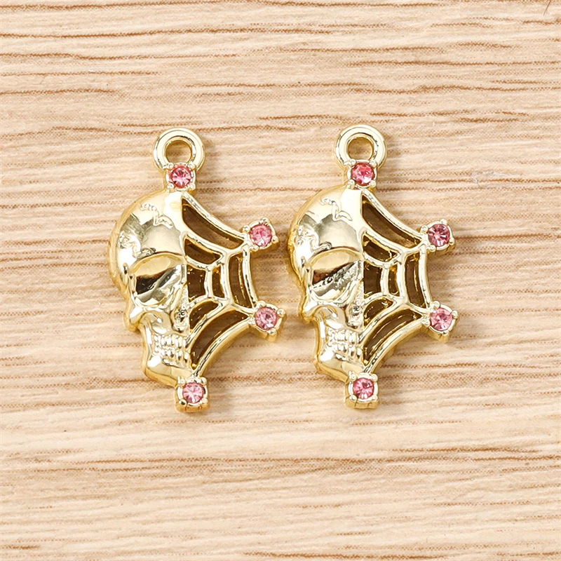 5 Stück 11x19mm Punk-Metall-Skelett-Spinnennetz-Anhänger für die Herstellung von Halsketten, Ohrringen, Armbändern, DIY-Bastelarbeiten und Schmuckzubehör – Detail 5