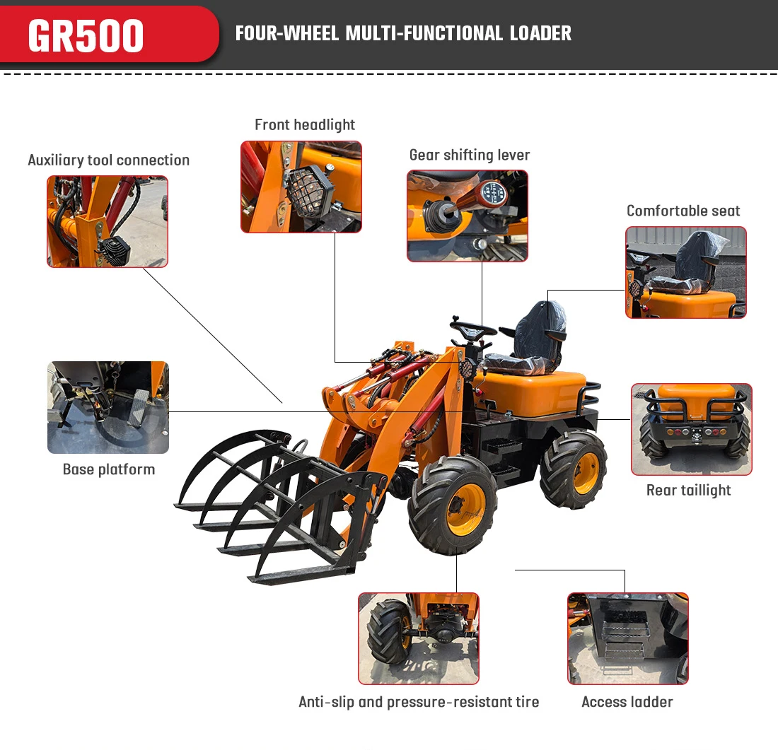 Günstige 400 kg Mini-Radlader Mini-Frontlader Kleiner Diesel-/Elektrolader Bester Preis – Detail 11