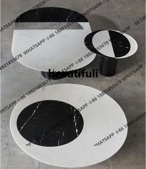 x1Nordic simple light luxury marble dining table villa model room round color matching dining table small apartment table
