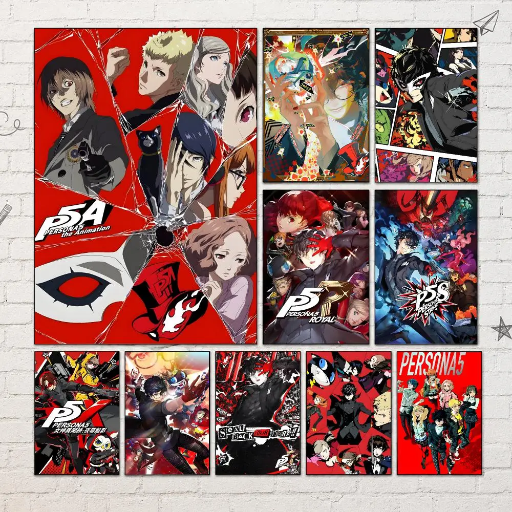 Game P-Persona Poster PP Self-Adhesive Waterproof Wall Decor for Bedroom,Living Room,Dorm,Bar Aesthetic Decor Gift