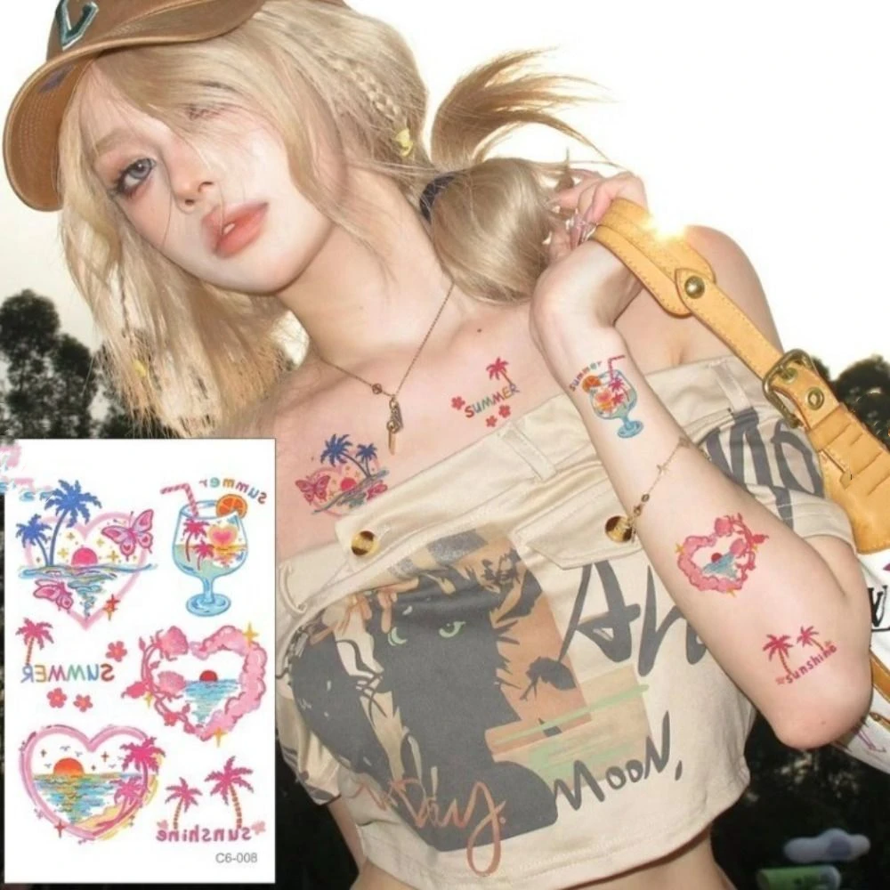 Duurzame Zoete Tijdelijke Tattoo Stickers Wolk Vlinder Body Art Sticker Roze Ins Make-Up Tattoo Stickers Meisjes