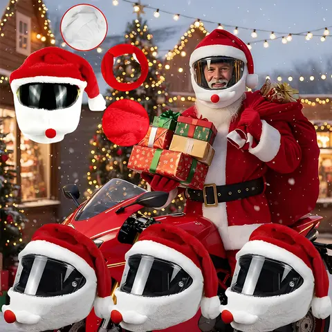 1/3Pcs Motorcycle Helmet Cover Funny Christmas Hat Decoration Santa Claus Plush Motorbike Helmet Christmas Cover Moto Accessoy