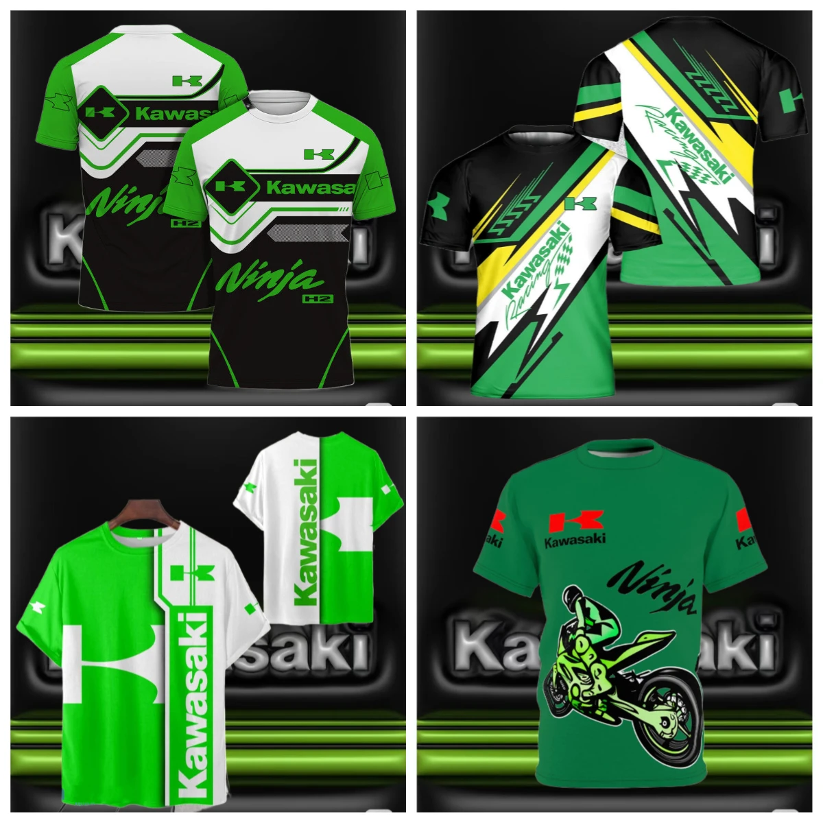 

2025/26 Kawasaki Racing Team Men's T-shirt Summer Short-sleeved 3D Printed Men's T-shirt Motorcycle Sportswear Top