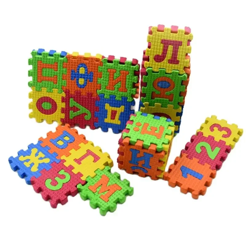 36 Pieces/ Pack Eva Soft Russian Letter Jigsaw Puzzle Play Mat Alphabet & Number Learning Toy Baby Educational Toys