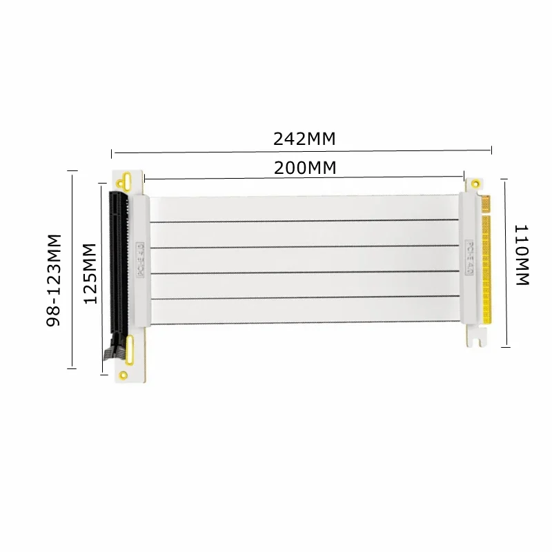 Riser Pcie Gen 4 16x Cable elevador de gráficos de supervelocidad expansión GPU PCIE 4,0 X16 conector de ángulo recto para GTX RTX RX blanco