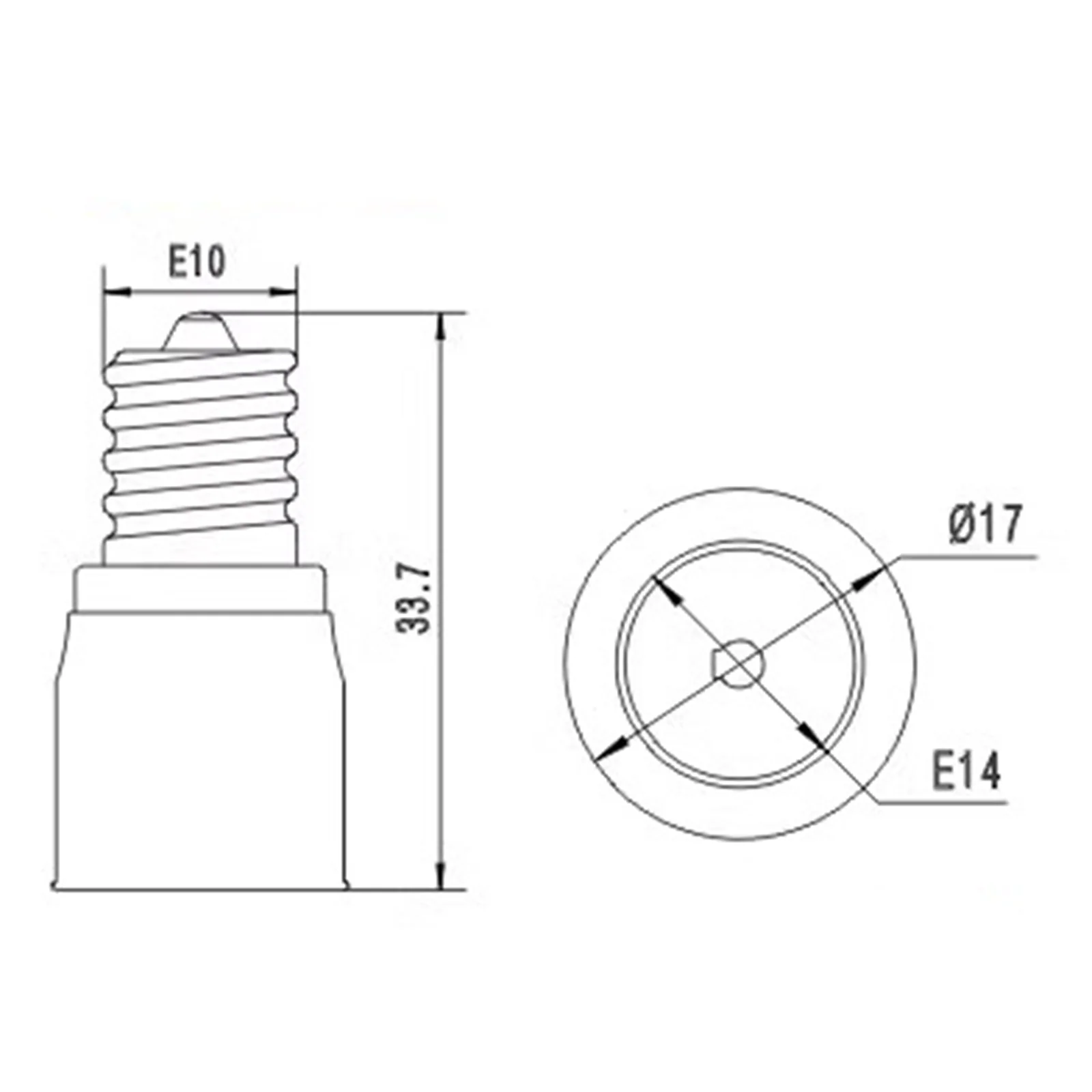 2pcs New E10 to E14 Base LED Light Lamp Bulb Adapter Converter Screw Socket - Black