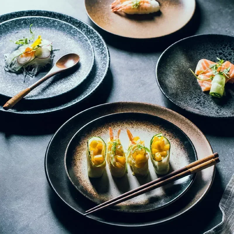 2025LingAo Cerámica japonesa comida Brug creativa platos decorativos mesa