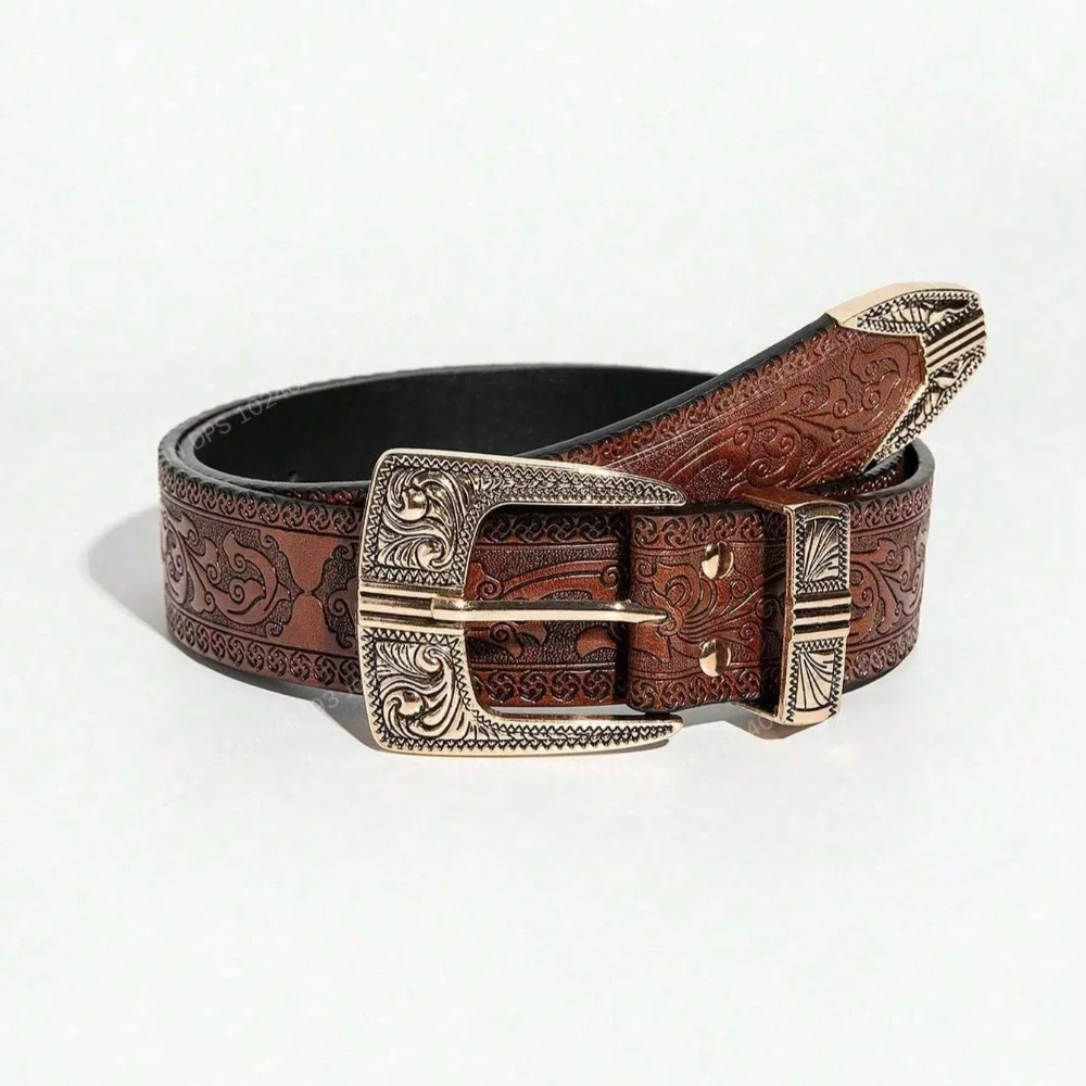 1 Piece of Retro Patterned PU Belt, Simple, Practical and Multifunctional