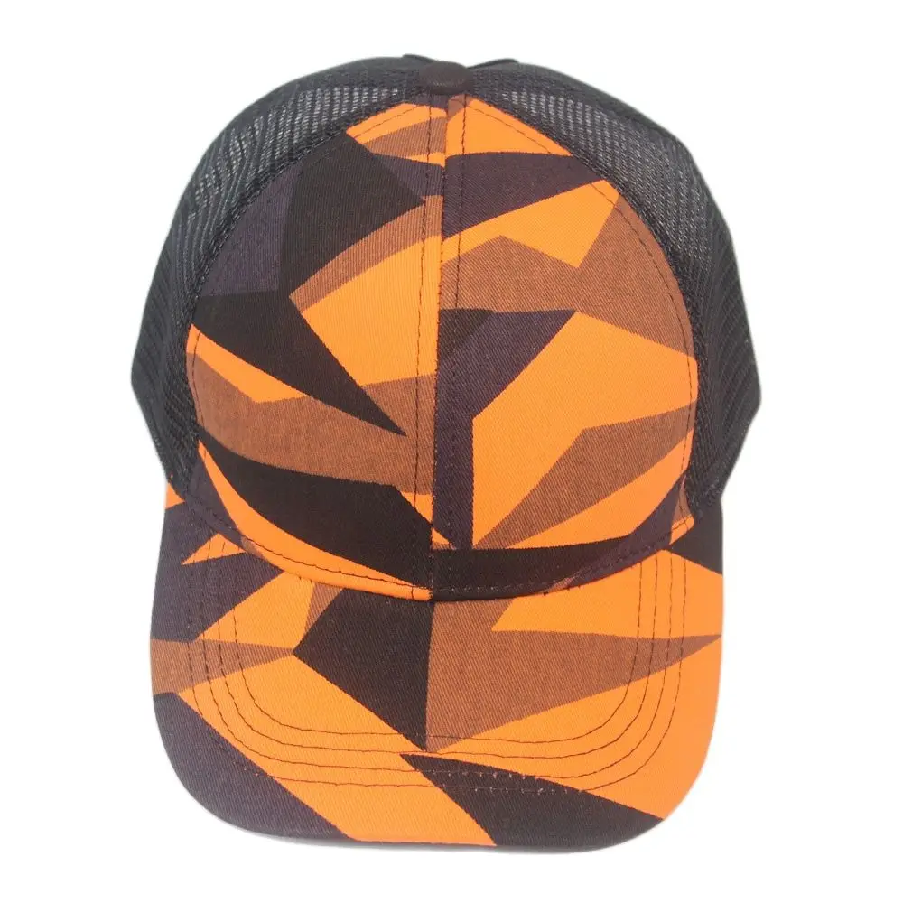 Men\'s Printed Geometric Baseball Cap Mesh Trucker Hat for Women Summer Cool Green Orange Blue