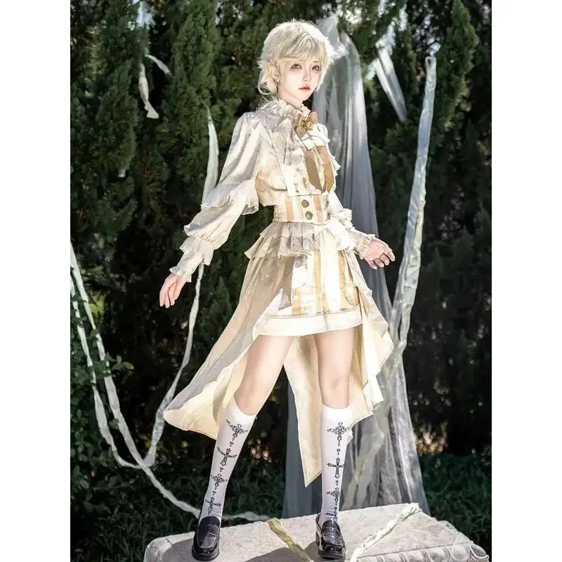 DY20Shorts لوليتا الأمير القوطي Kawaii النساء Y2K لوليتا سترة مجموعة تي شيرتات قصيرة للأطفال الأمير دعوى لوليتا سترة مجموعة تي شيرتات قصيرة للأطفال ملابس محايدة 25