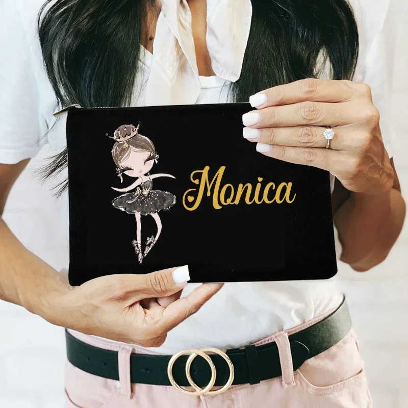 Custom Name Pencil Case for Kids, Presente da escola, Maquiagem Bag, Cute Cartoon Travel Essentials, Organizador de cosméticos, Canvas Ziplock Handbag