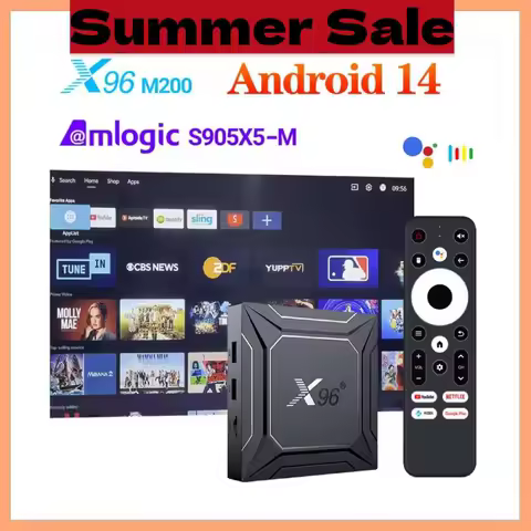 X96 M200 TV Box Android 14.0 Amlogic S905X5M Quad Core Build in AI-SR AV1 4K ULTRA HD 1000 LAN Dual Wifi Android 14 Set Top Box