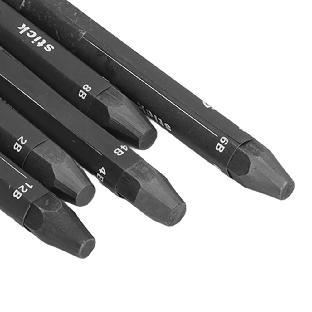 5pcs Hexagonal Shape Drawing Sticks 2B 4B 6B 8B 12B Water Soluble Formula Water Soluble Sticks Sketching Set
