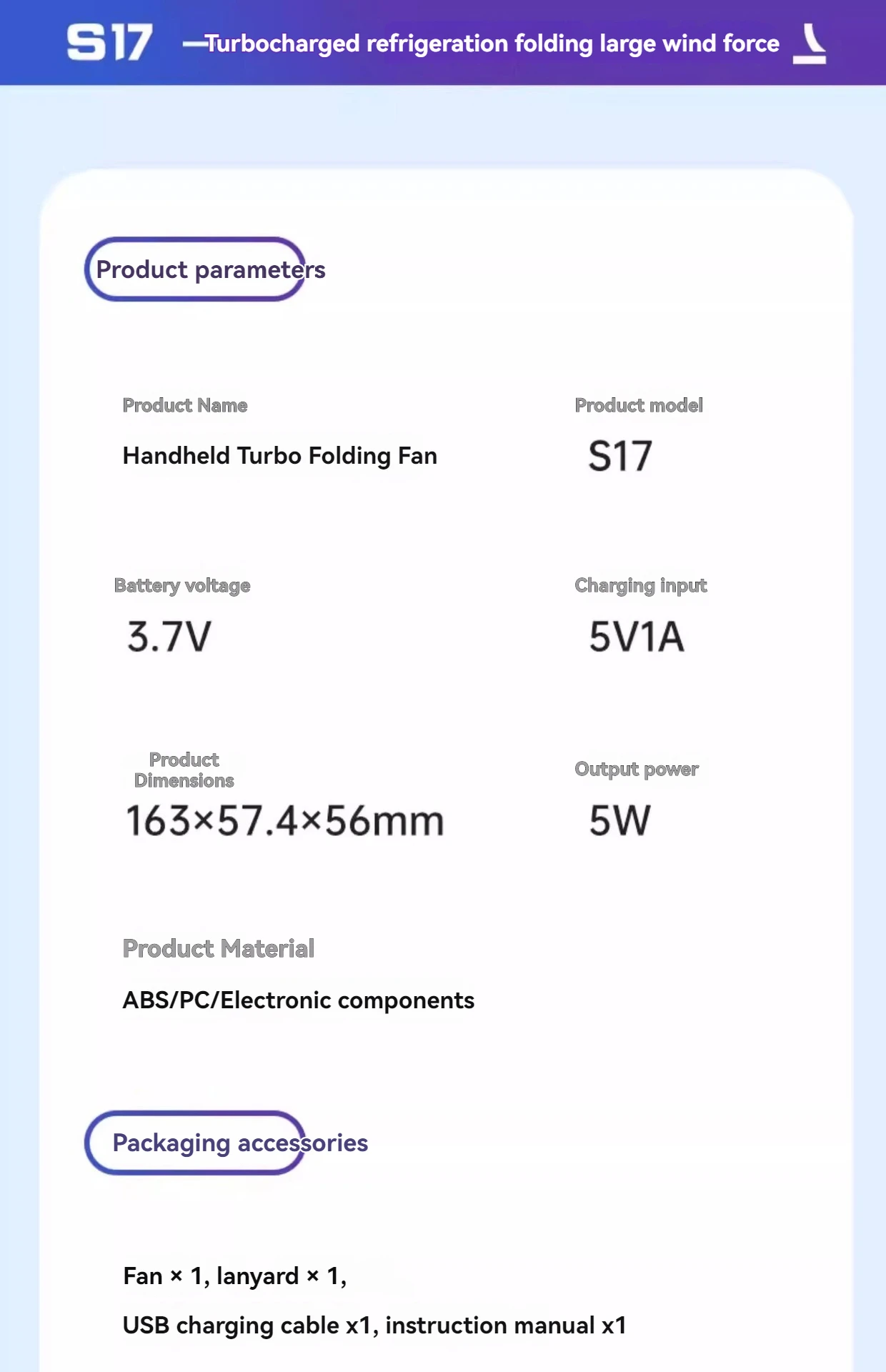 JPNPL 4000mAh Hanging Ice Pack Handheld High-speed Fan Folding 100 Speed Infinitely Adjustable Fan Portable For Outdoor Neck