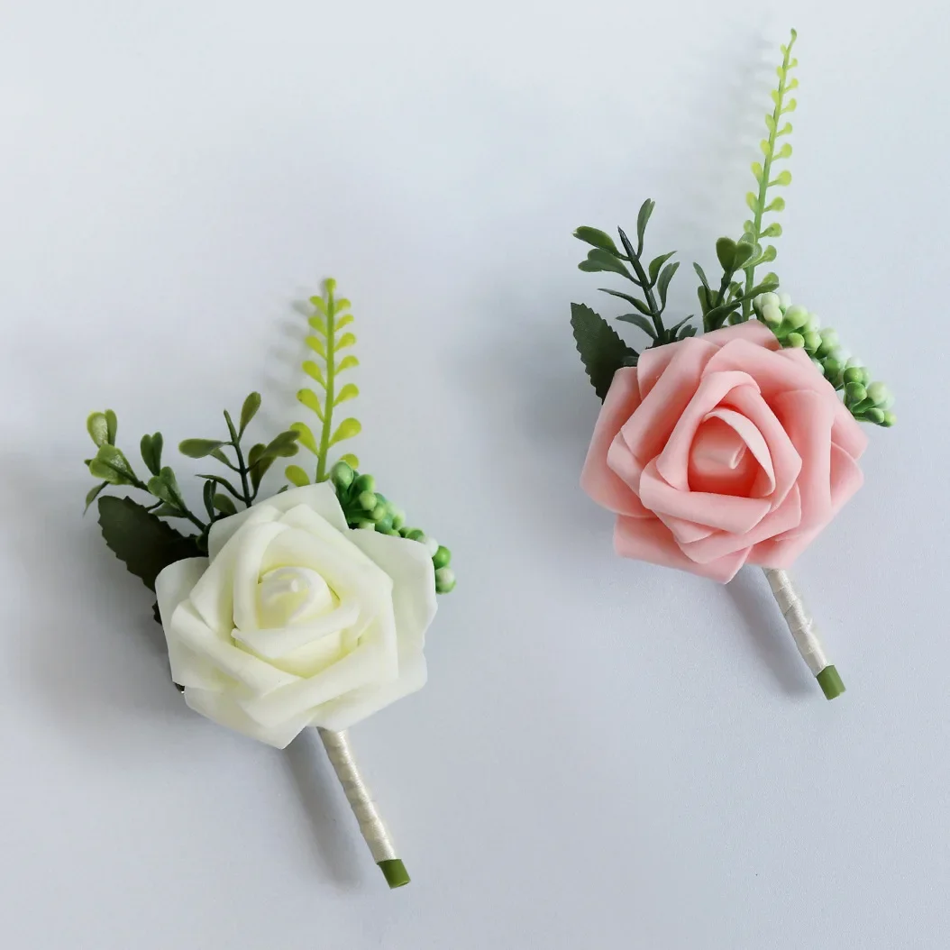 

Wholesale wedding artificial wrist corsage flower silk bridesmaid rose wrist flower for wedding