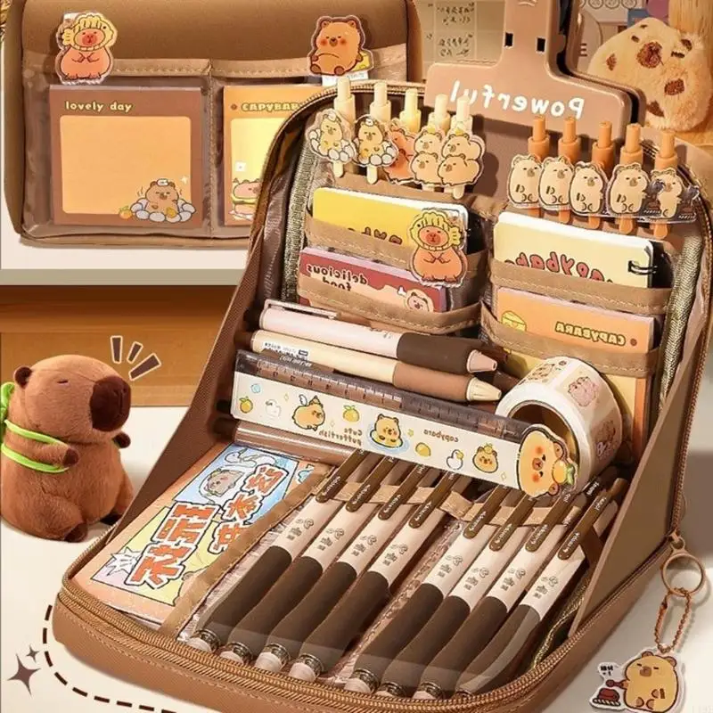 

21pcs Capybara Студенческие школьные канцелярские принадлежности с большим карандашным корпусом Eraser Pen Sticky Notes Sticker