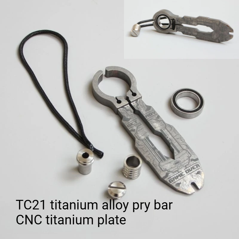 TC21 Titanium Alloy Pry Bar Second-generation Upgrade Heat Treatment Decompression Bearing EDC Emergency Self-defense Tool