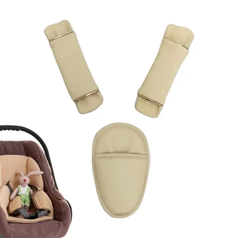 Kids Seat Belt Protector Set Shoulder Pads Soft Safety Belt Strap Pads With Crotch Pad Cute Seat Belt Cushion For Stroller &