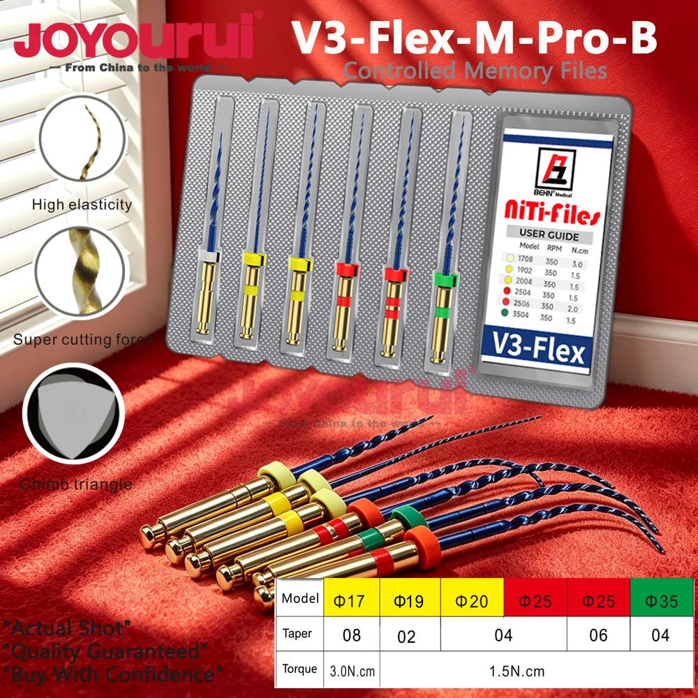6Pcs/Pack 25MM Blue Dental FLEX Root Canal Files Heat-Activated Nickel-Titanium Niti Dentist Endodontic Rotary Drills Tips