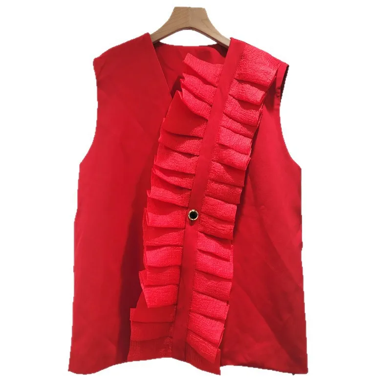 SuperAen Koreanischen Stil Schwarz Dreidimensionale Blumen Mäntel frauen 2025, Herbst Neue Design Taille Mesh Gespleißt Ärmellose Westen