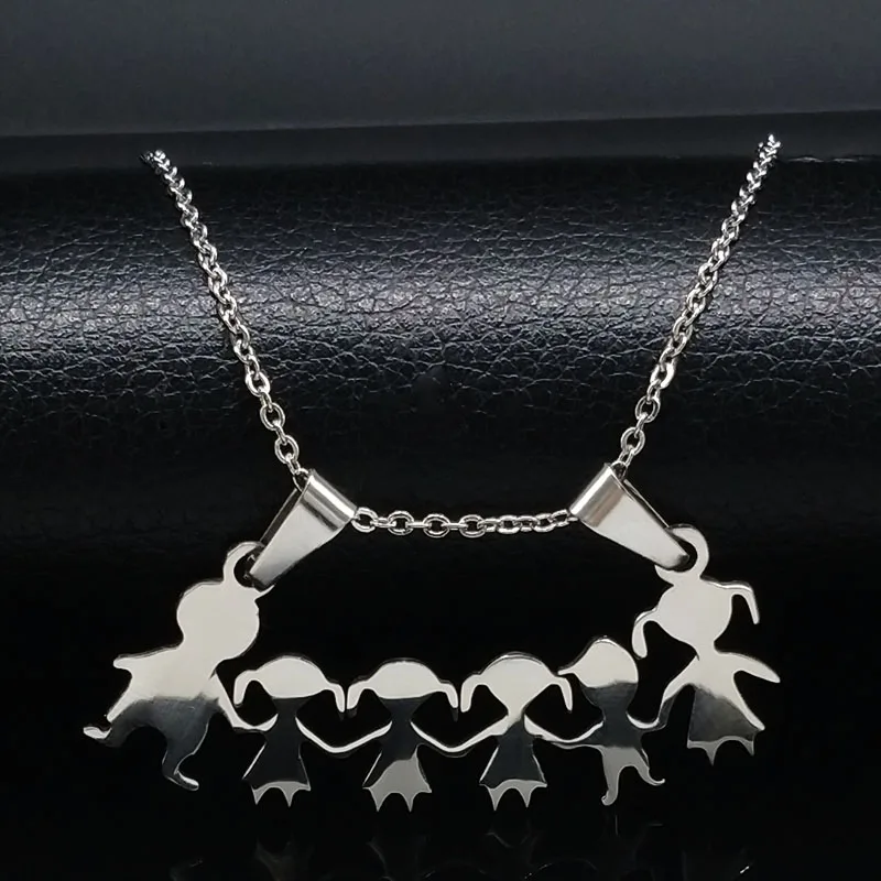 Stainless Steel Family Girls Boys Necklace Women Mama Kids Familia Neckless Silver Color Child Jewerly Gift collar familia N7191