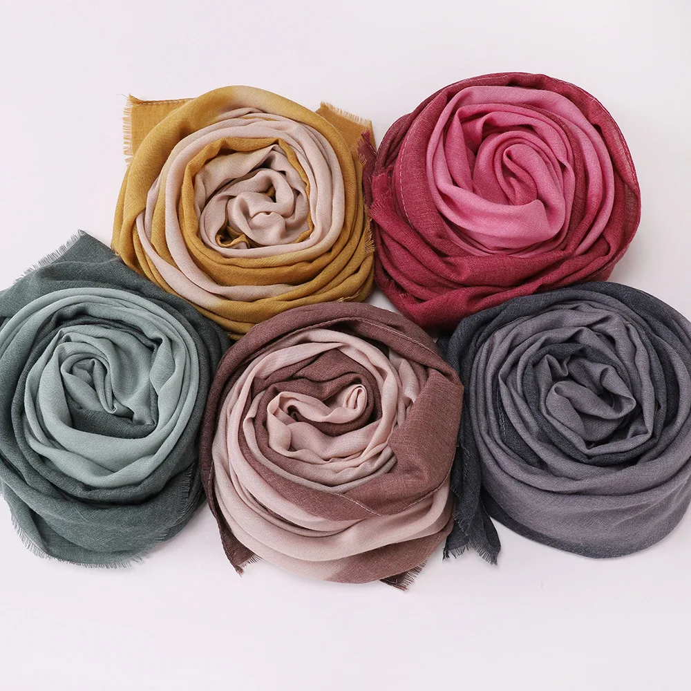 

New Gradient Color Scarves Women Hair Wraps Muslim Hijab Turban Islam Shawls Bandanas Headband Bufanda Foulard Turbante Mujer
