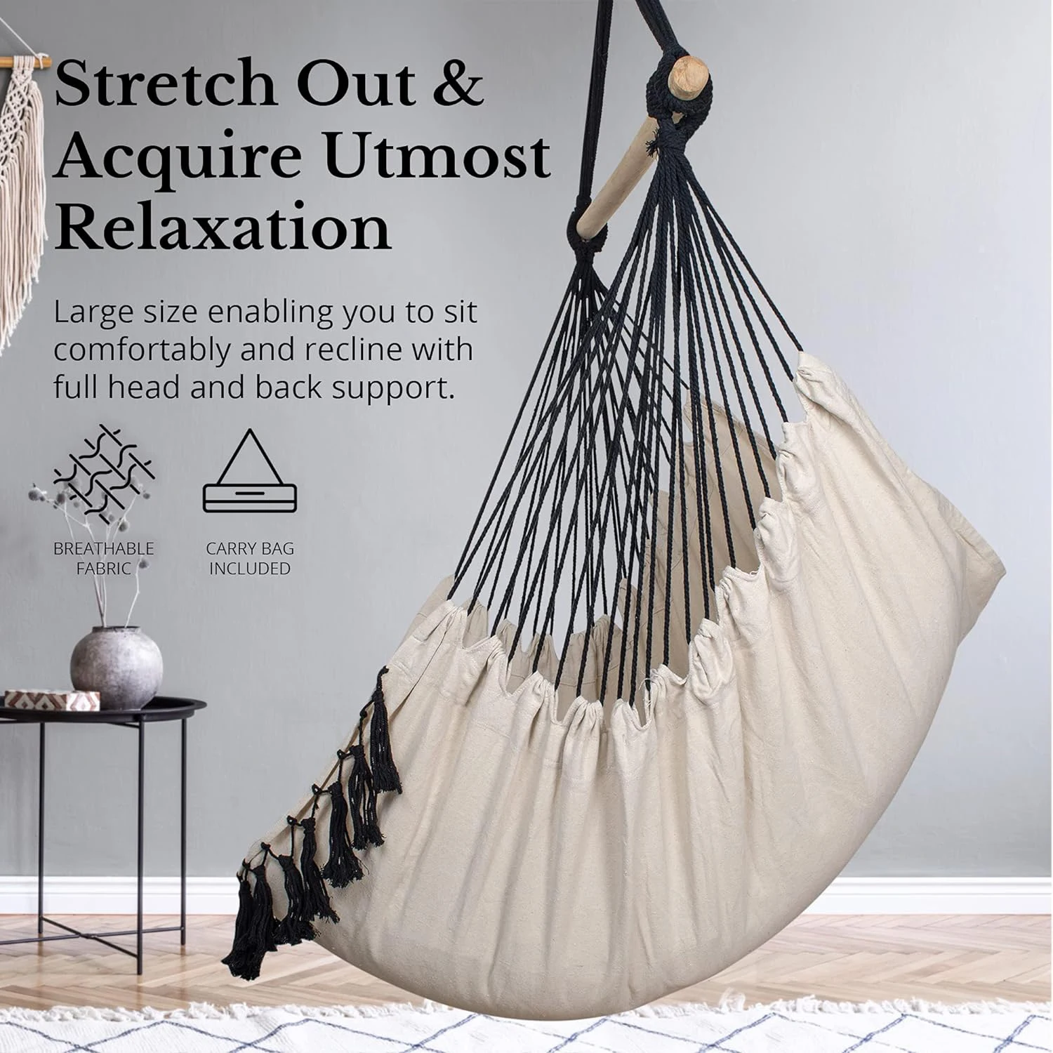 Soft cotton weave cushion inserts inside hanging chair