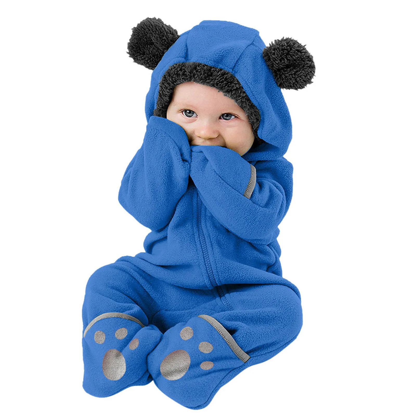 Clothes Boys Girls Solid Hoodie Cartoon Infant Romper Ears Baby Fleece Kids Winter Coat Size 6 Boys Jacket Fall  Boy Jacket