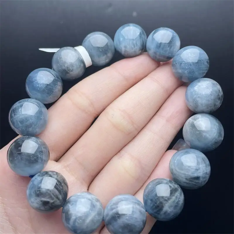 15MM Natural Aquamarine Bead Bracelet Women Reiki Healing Fengshui Strand Jewelry For Female Gift 1PCS