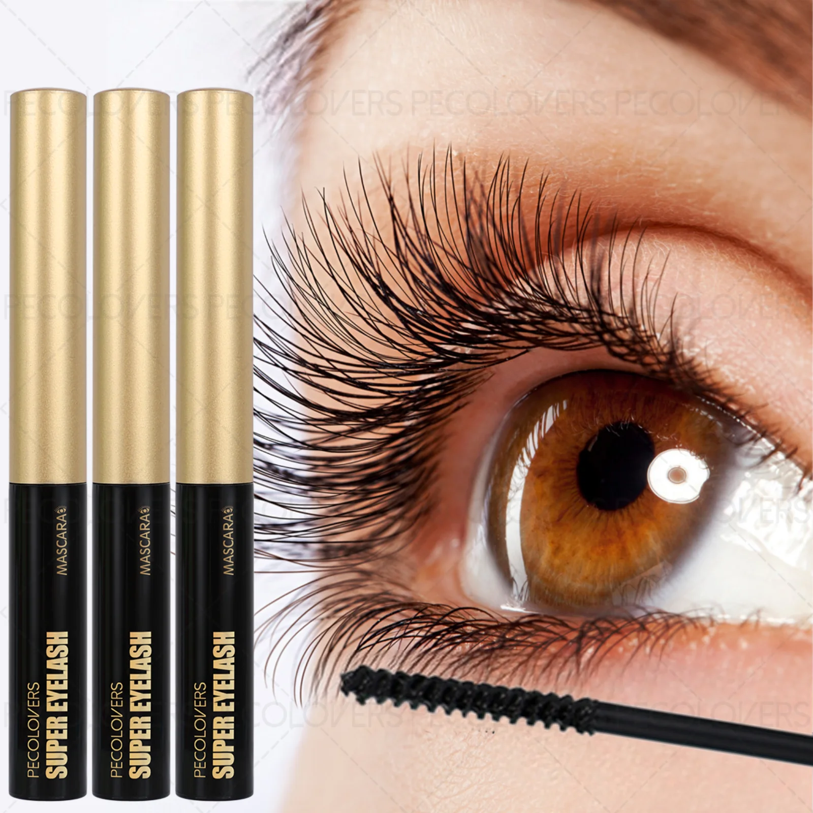 3PCS Anti-vlekkende mascara-intensieve krullen en extreme verlenging, ultrafijne borstel, gedefinieerde wortels, geschikt voor kerstmake-up
