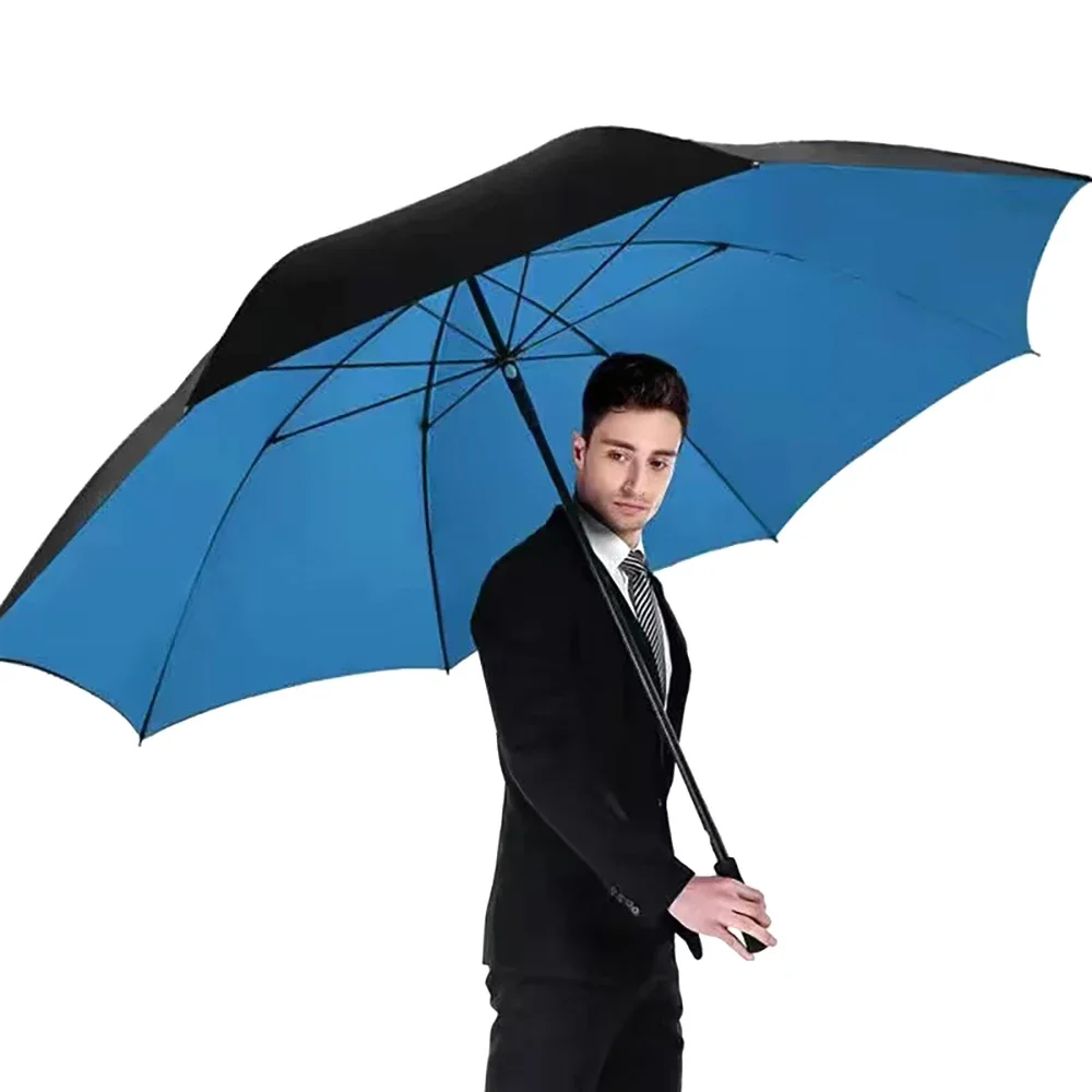 185cm Extra Large Umbrella Windproof Strong Double Layer UV Protection Parasol Men Business Big Golf Umbrella Beach Shade Travel