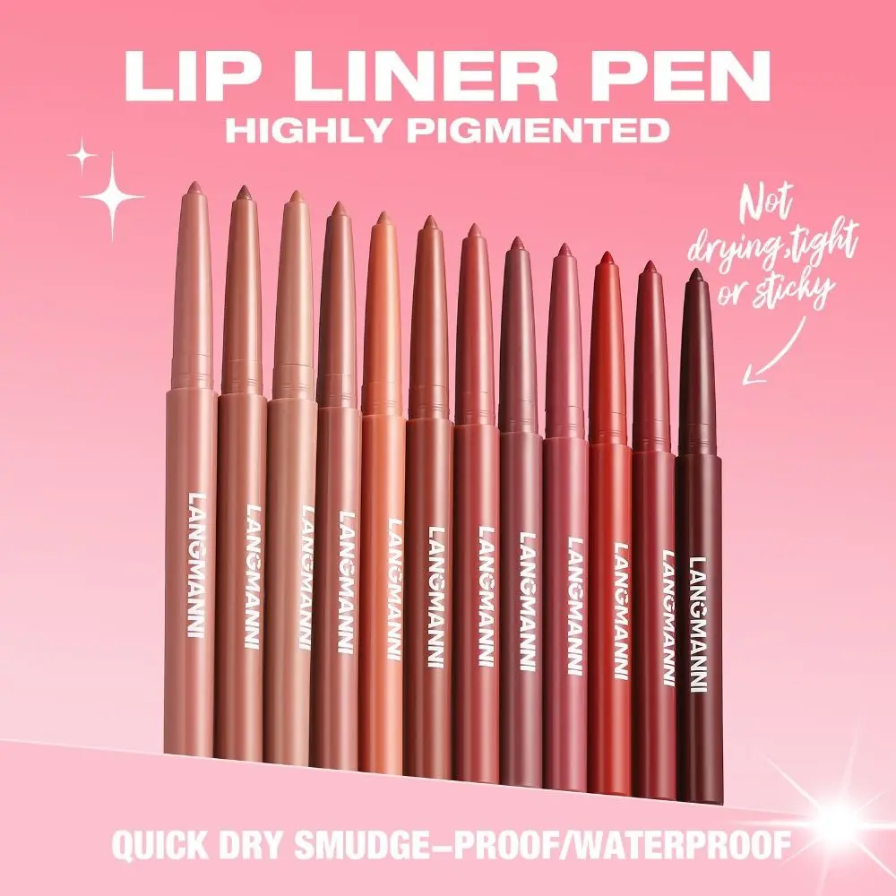 12 colori Matte Lip Liner Pen Contorno naturale Velluto sexy Trucco Rossetto Matita Labbra a lunga durata Trucco Macchia Cosmetici