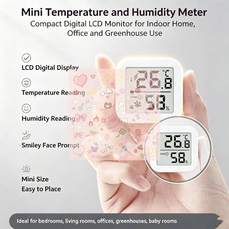 Temperature Gauge Mini LCD Digital  Hygrometer Indoor Room Temperature Humidity Meter Sensor Gauge Weather for Home