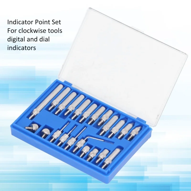 

Набор из 22 твердосплавных измерительных наконечников для индикаторных приборов с резьбой UNF 4-48, в коробке для хранения