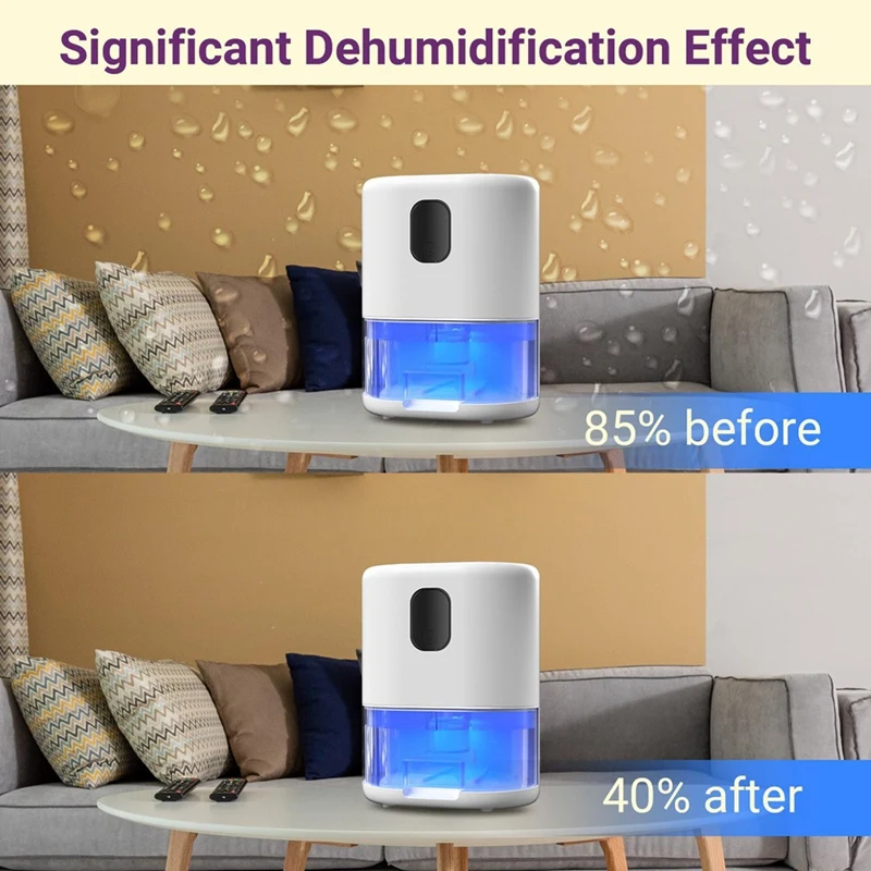 ABGR-Dehumidifier For Home, Dehumidifiers With 7 Colorful Lights,1000ML Small Dehumidifier,Ultra Quiet Dehumidifiers EU Plug