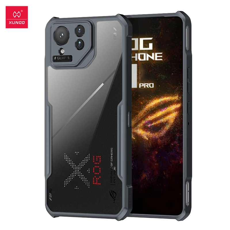 Xundd لهاتف ASUS ROG Phone 9 Pro حافظة شفافة مضادة للصدمات من البولي كربونات + غطاء خلفي بإطار من البولي يوريثان لهاتف Rog Phone 9 الشكول